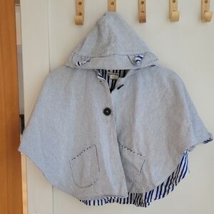 Kids Hooded Lined Jean Cape By NOE AND ZOE BERLIN.
